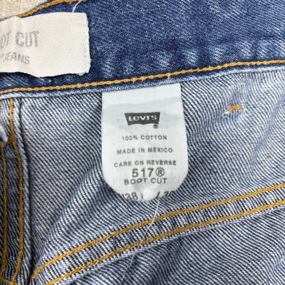 Vintage Levis 517 Mens 38x30 Bootcut Jeans Light Distress Festival Denim